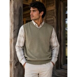 Vintage Arnold Palmer Sweater Vest Men's XL Beige Golf Grandpa Core Retro